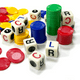 thumbnail image 2 of Dados de juego divertidos de cuatro colores, de izquierda, centro y derecha, LCR con cartucho de dados de juego de fichas, 2 of 5