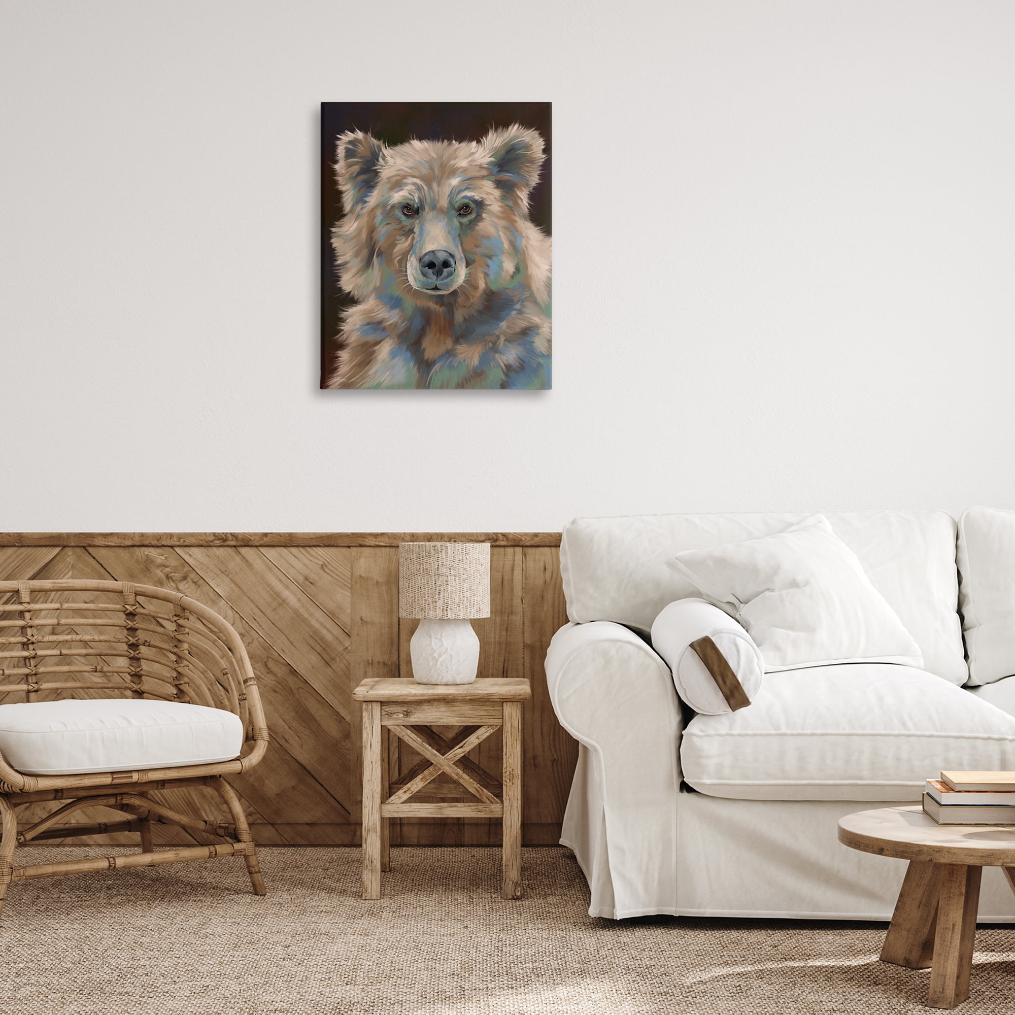 Stupell Industries Fluffy Bear Portrait Animals & Insects Painting Gallery Wrapped Canvas Art Print Wall Art, 24 x 30
