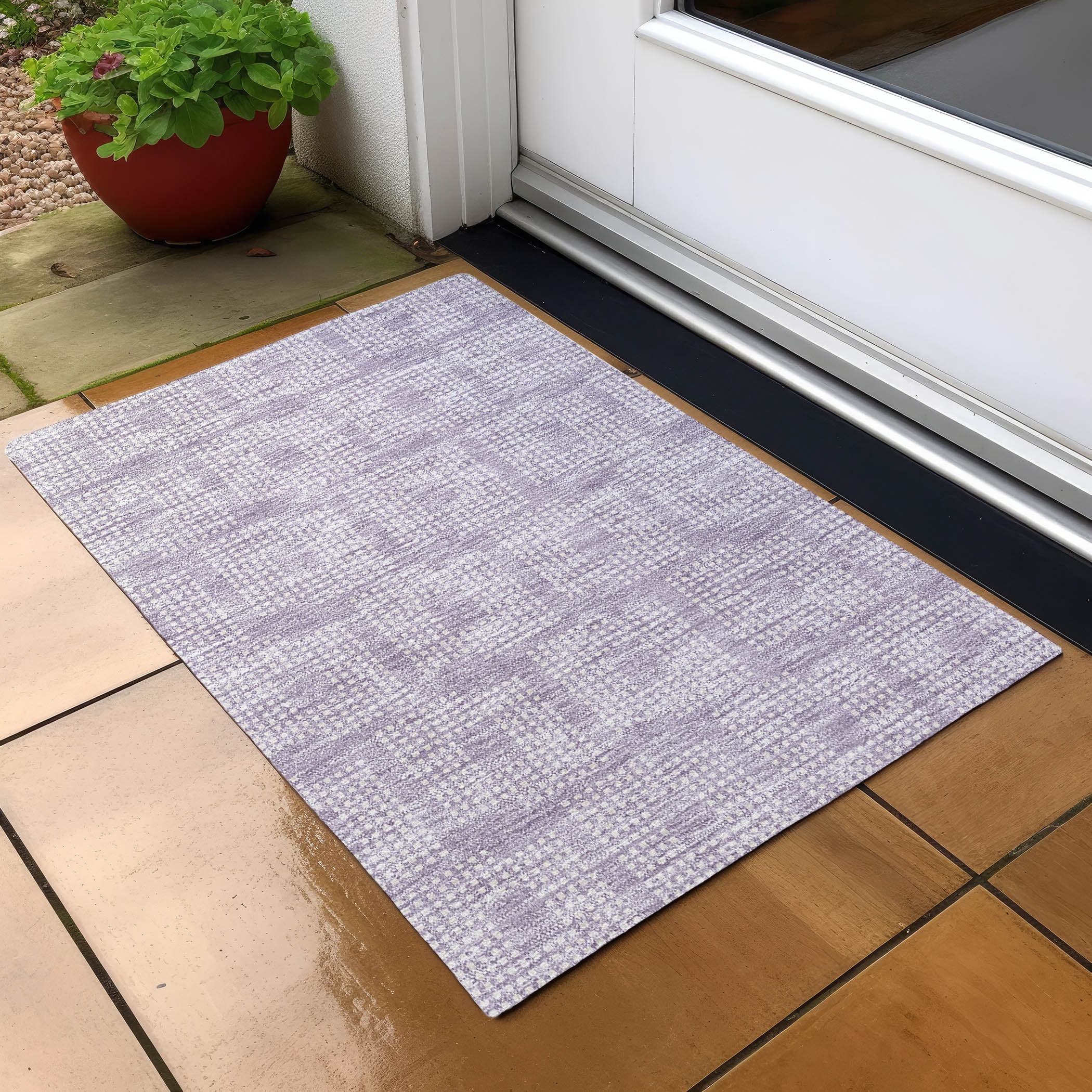 Addison Rugs Chantille Indoor/Outdoor Transitional Squares Lavender Washable Rectangle Rug, 1'8" x 2'6"