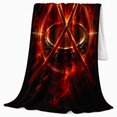 thumbnail image 2 of Crossed drumsticks snare fire black red Flannel Blanket for bedroom music room studio living room percussion Home Decor fiery soundwave rhythm art Gift for drummers, 2 of 9