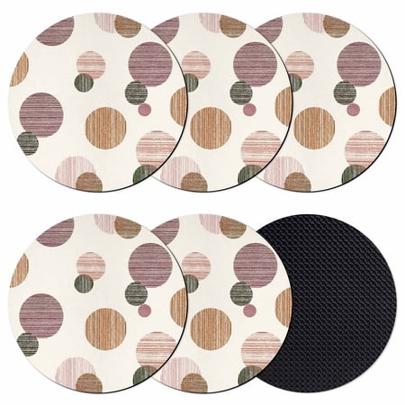 Abstract Geometric Coasters Set of 6 Absorbent Coasters for Drinks Farmhouse Vintage Polka Dot Red Brown Coaster for Desk Coffee Table Protection Home Decor House Warming Gifts 4