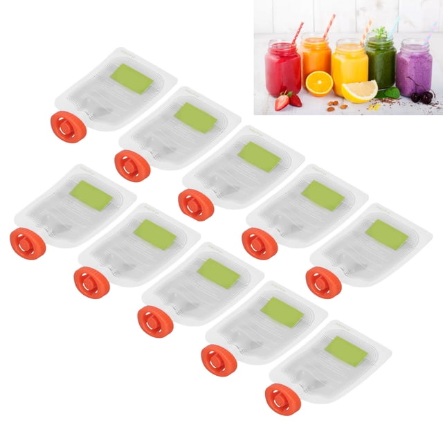 Bolsas de puré de frutas para bebés, 10 manuales de piezas de pláshico almacenamiento de alimentos de frutas portátiles para mermelada para niños
