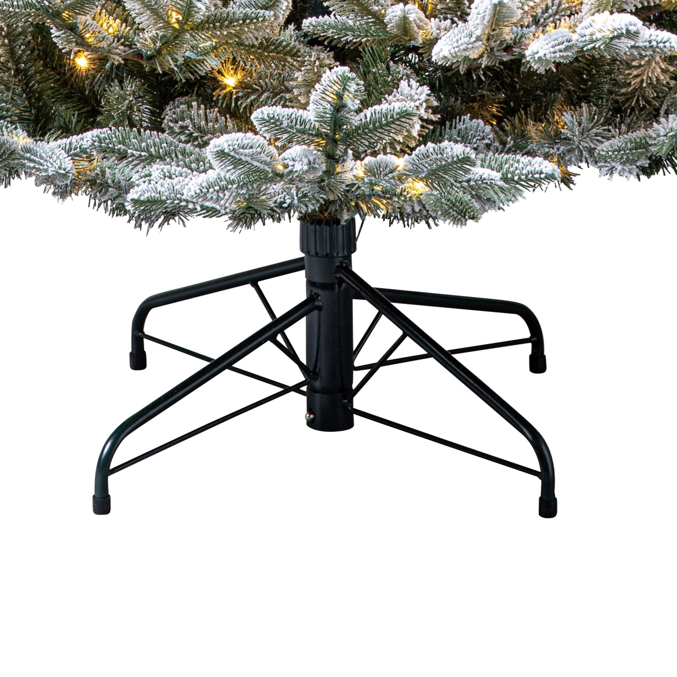 7' Pre-Lit Nobilis Pine Snow-Flocked Green Artificial Christmas Tree with 600 Warm White LED Lights, Quick Set, and Stand, by Holiday Time