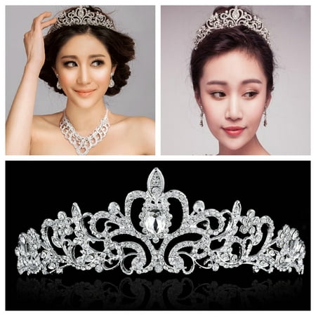 Princess Bride Veil - Bridal Princess Austrian Crystal Hair Tiara Wedding fashionhairpin Crown Veil Headband for Wedding Prom