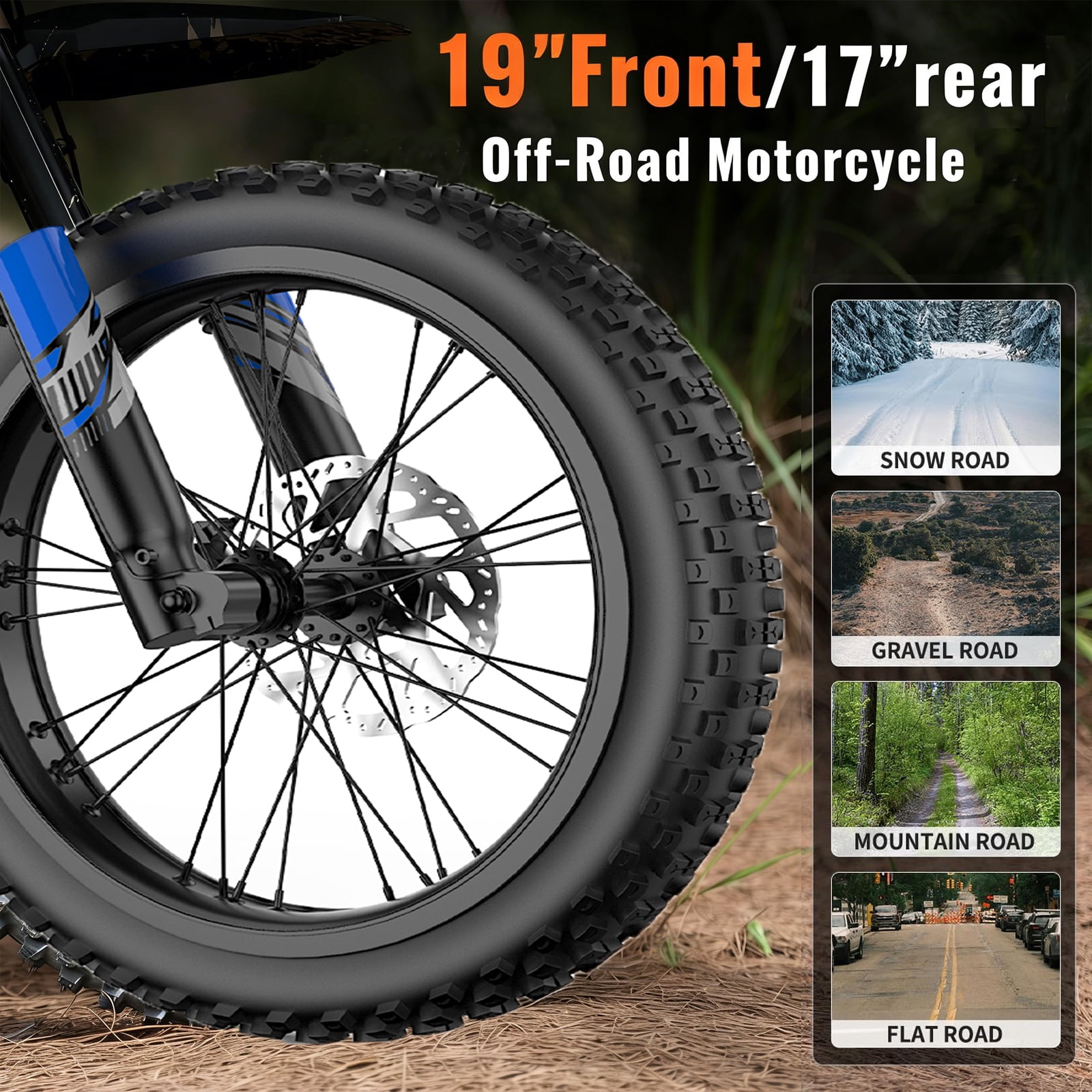 Electric Dirt Bike for Adults Teens, 6500W Motor(Peak), 75 Mile Range, 50MPH Max Speed, 72V 30Ah Removable Battery, 3-Speed, 19"/17" Off-Road Tires, Dual Hydraulic Brakes & Full Suspension