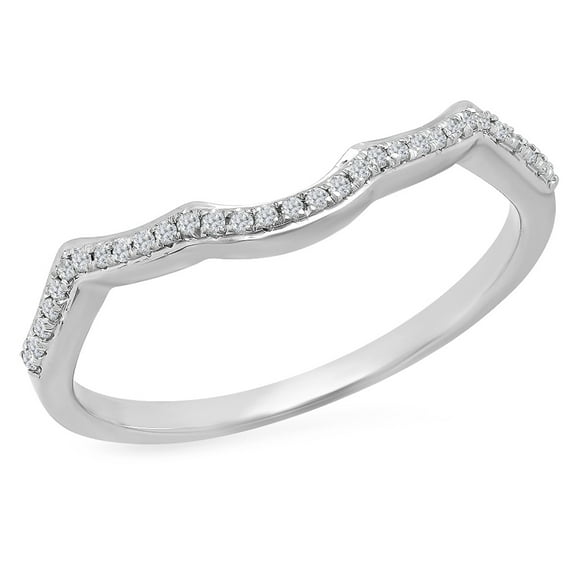 Dazzlingrock Collection 0.10 Carat (ctw) 14K Round White Diamond Ladies Wedding Guard Band 1/10 CT, White Gold, Size 7.5