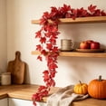 thumbnail image 4 of Artificial Fall Maple Leaf Garland 68.9 In Red Autumn Vine Thanksgiving Decor for Mantel Staircase Harvest Decor for Thanksgiving Home Party, 4 of 8