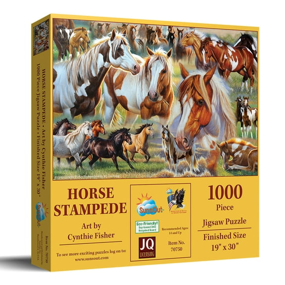 SUNSOUT INC - Horse Stampede - 1000 pc Jigsaw Puzzle by Artist: Cynthie Fisher - MPN # 70750