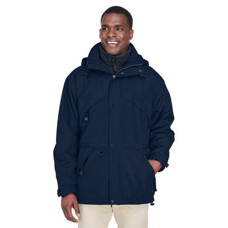 North End 88007 Men s 3-in-1 Parka with Dobby Trim-Midnight Navy-4XL