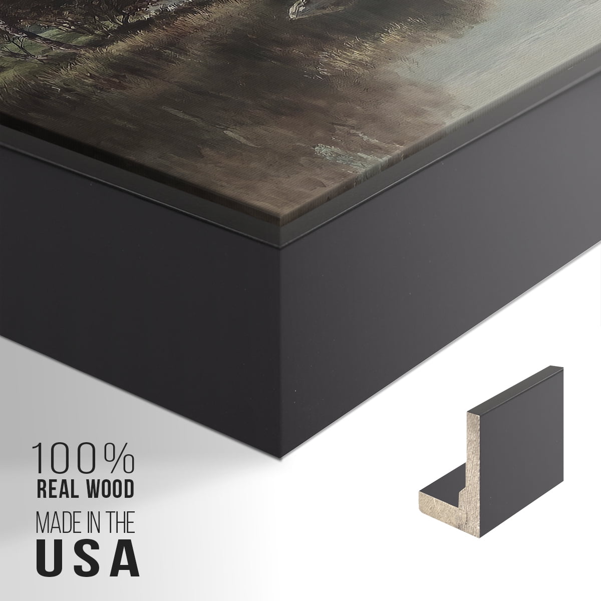Vintage Landscape-XXIV By Wexford Home Framed in Black Wood Gallery Wrapped Canvas 27 in. x 41 in.