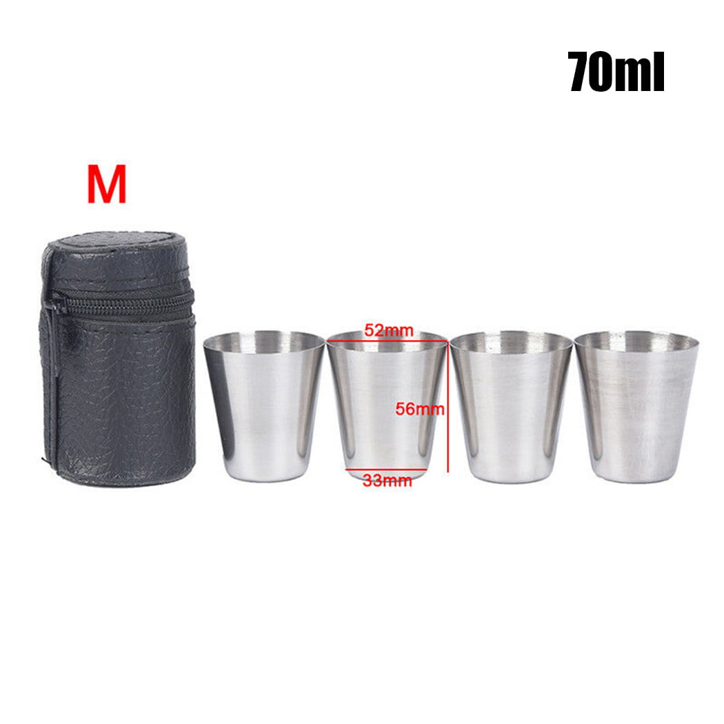 4pcs Stainless Steel Cover Mug Camping Cup Drinking Coffee Tea Beer With Case SU 