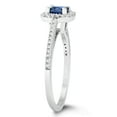 thumbnail image 2 of SZUL Women's Cushion Sapphire and Diamond Halo Engagement Ring in 14K White Gold, 2 of 4
