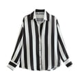 thumbnail image 3 of Spring Printed Striped Silk Satin Texture Drape Shirt for Women - SoftRed Stripes - L, 3 of 7