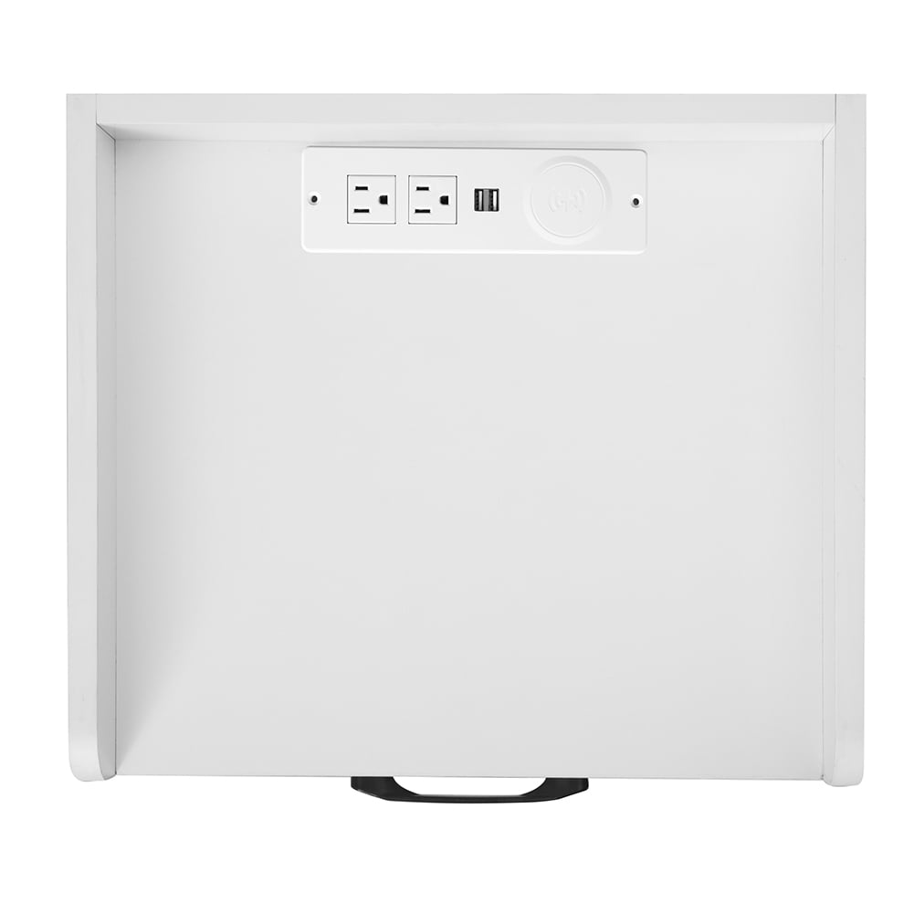 Kadyn LED Nightstand, Bedside Table with 2 Drawers and USB Charging Ports, Night Table with Wireless Charging and Remote Control LED Light, White Kadyn LED Nightstand, Bedside Table with 2 Drawers and USB Charging Ports, Night Table with Wireless Charging and Remote Control LED Light, White