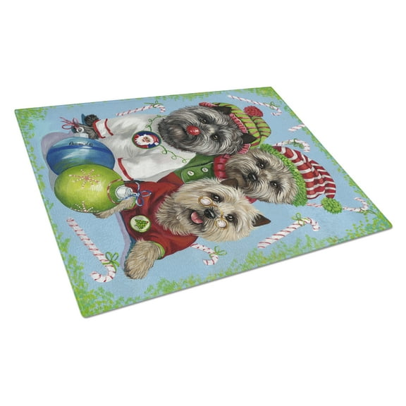 Cairn Terrier Christmas Elves Glass Cutting Board Large PPP3050LCB