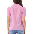 thumbnail image 3 of INSPIRAR CHIC Blusa de cuadros vintage de verano para mujer con mangas abullonadas XS Rosa Blanco, 3 of 6