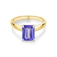 thumbnail image 2 of Gem Stone King 10K Yellow Gold with White Gold Prongs Blue Tanzanite Engagement Ring | 2.30 Cttw | Emerald Cut 9X7MM | Wedding Solitaire Anniversary Promise Gold Ring for Women, 2 of 4