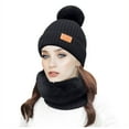 thumbnail image 1 of Chapeau pour Femmes Hiver Mode Femmes Hiver Bonnet Tricoté Col Boule Ensemble Épais Chaud Uni Cache-Oreilles Chapeau, 1 of 4