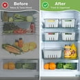 thumbnail image 5 of Puricon (2 Pack) Fresh Food Containers for Fridge, Fruit Storage Vegetable Keeper Produce Saver with Colander & Lid, Stackable Refrigerator Organizers for Salad Berry Lettuce, BPA Free -Large, 5 of 7
