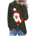 thumbnail image 1 of Blouse à Manches Longues avec Imprimé de Noël pour Femmes, Col Roulé à Boutons, Chandail en Molleton, Chandail, 1 of 3