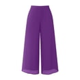 thumbnail image 4 of Rggeeun Women'S Pants Solid Color Elastic High Waist Ankle Length Curved Hem Wide Leg Loose Fit Soft Drape With Side Pockets For Evening Party Elegant Bottoms,Purple,Xxl, 4 of 4
