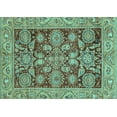 thumbnail image 1 of Ahgly Company Machine Washable Indoor Rectangle Oriental Turquoise Blue Traditional Area Rugs, 5' x 8', 1 of 4