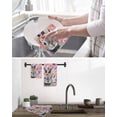 thumbnail image 5 of Easter Bunny Kitchen Dish Towels for Drying Dishes Set of 2, Spring Pink Flowers Rabbit Pastoral Botanical Waffle Weave Microfiber Hand Tea Bathroom Towels Quick Dry & Absorbent Towel 12x12, 5 of 7