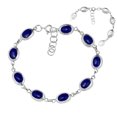 thumbnail image 1 of Classy Oval Blue Lapis & Shell Double Sided Sterling Silver Bracelet, 1 of 5