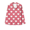 thumbnail image 4 of Valentine's Day Pajamas Set for Women Heart Print Lapel Button Down Shirt with Long Pants Cute Comfy Home Sleepwear, 4 of 4