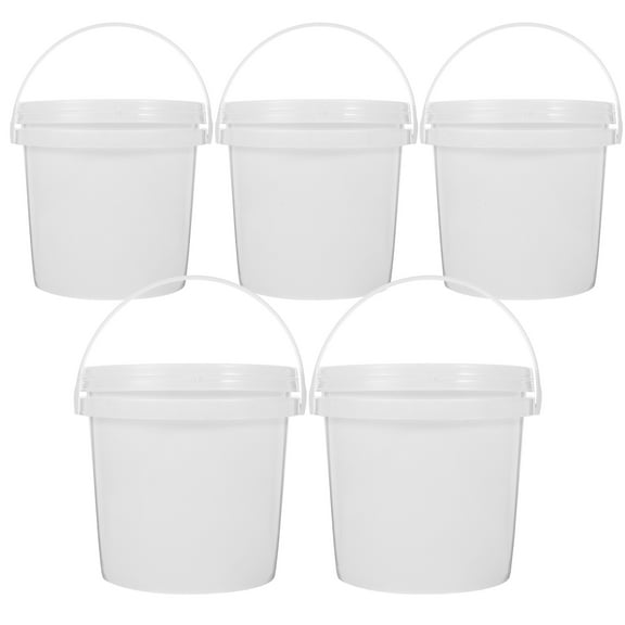 Portable Plastic Bucket with Lid for Storage Use and Tough White 2L