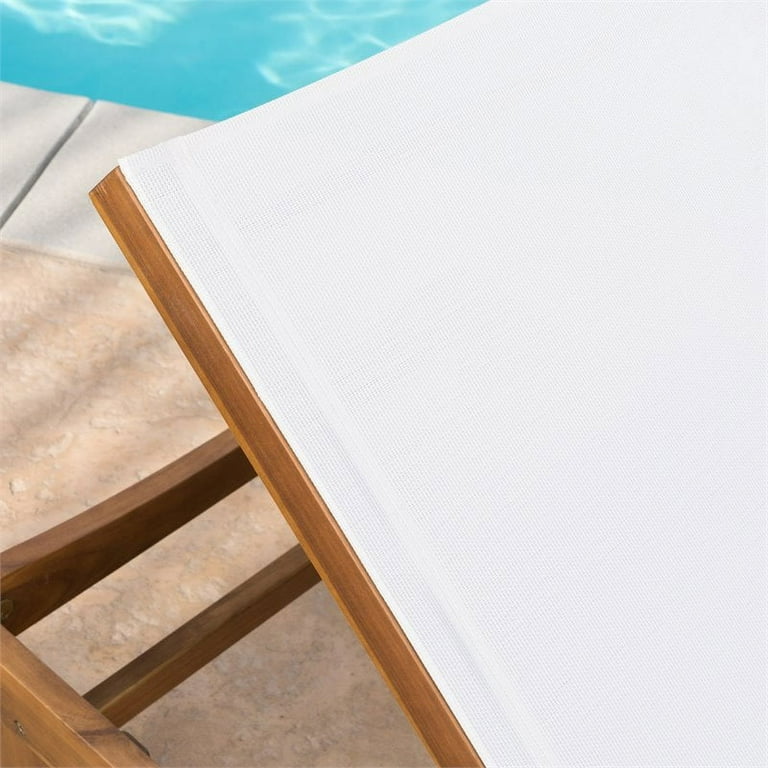 Summerland outdoor mesh and wood chaise lounge hot sale