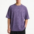 thumbnail image 2 of TEAJOPSUU Men's Casual Print T-Shirt Raglan Style Lightweight & Breathable Quick Dry Short Sleeve For Outdoor Travel & Everyday Casual Wear Purple, 2 of 5