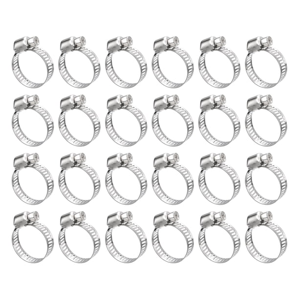 Abrazadera de manguera de engranaje de gusano, 24 piezas de abrazaderas de manguera ajustables de acero inoxidable de 5/8" a 1" para asegurar mangueras