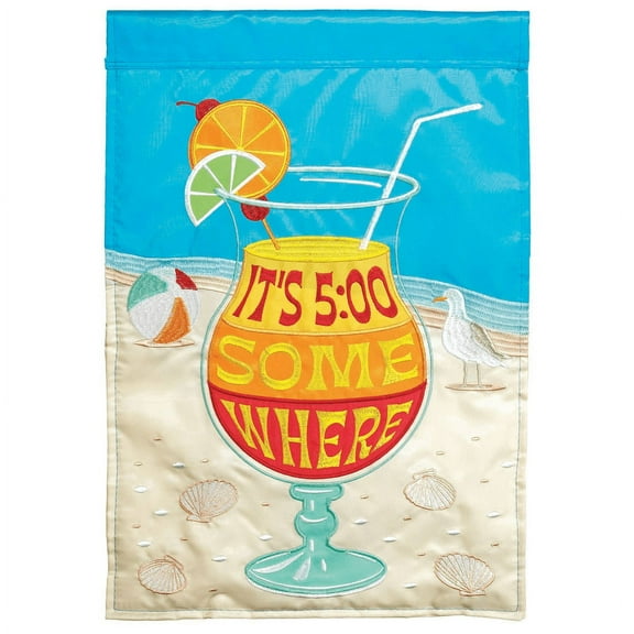 Magnolia Gardens M011354 13 x 18 in. Double Applique Hurricane Its 5-00 Polyester Garden Flag