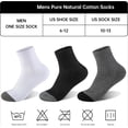 thumbnail image 6 of Lanola Mens 100% Cotton Cushioned Ankel Socks, Athletic Performance Running Moisture Wicking Breathable Quarter Socks, 6 of 7