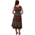 thumbnail image 2 of Peach Couture Floral Print Gypsy Cinched Waist Midi Dress (Orange & Black, Large), 2 of 5