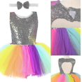 thumbnail image 2 of Vestido para niños Conjunto de falda Vestido para niñas Vestido de rendimiento Vestido tutú Lentejuelas coloridas Sin espalda Vestido de red hinchado, 2 of 5