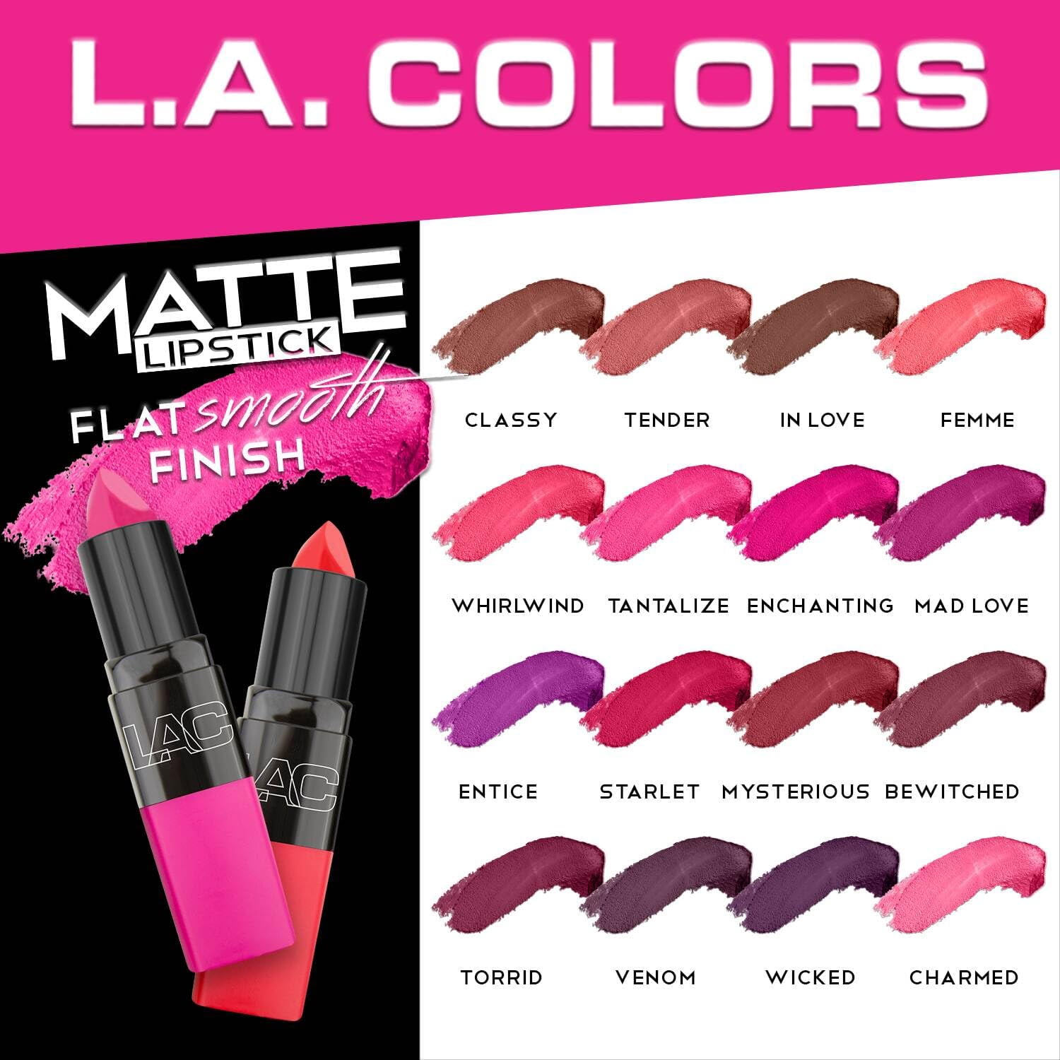 (2 pack) L.A. COLORS Soft Moisturizing Matte Lipstick, Starlet, 0.13 fl oz