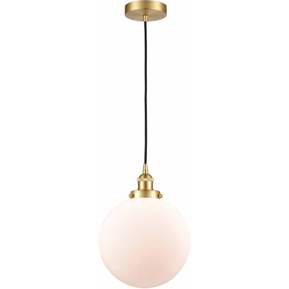 616-1PH-SG-G201-10-LED-Innovations Lighting-Beacon - 1 Light Mini Pendant In Industrial Style-13 Inches Tall and 10 Inches Wide Satin Gold Matte White
