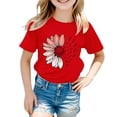 thumbnail image 5 of XIMIN T-Shirts Filles Graphiques Tournesol Manches Courtes Col Rond Coton Coupe Ample Décontractée Été, 5 of 5