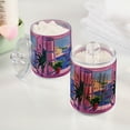 thumbnail image 2 of Yayeee 4 Pack Qtip Holder Bathroom Cotton Swab Canister with Lid Clear Dispenser Set, Purple Window Scene, 2 of 6