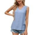 thumbnail image 2 of Njoeus Tank Tops for Women Summer Cotton Linen T Shirts Basic V-Neck Sleeveless Tunic Casual Comfy Camisole Tops Loose Tanks S-XXL, 2 of 7