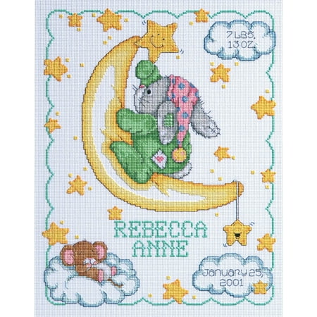 Waxing Moon Cross Stitch - Janlynn Crescent Moon Sampler Counted Cross Stitch Kit, 11