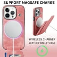thumbnail image 4 of ELEHOLD for iPhone 14 Pro Multi-Functional Wallet Case,Premium PU Leather with Card Holders Zipper Storage Magnetic Case MagSafe Compatible Support Wireless Charging Full Protective Case,pink, 4 of 8
