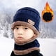 thumbnail image 5 of ¡Descuento! Gorro Fdelink de invierno para niños y niñas, gorro de tres piezas, tejido a prueba de viento, cálido, grueso, con guantes, gorro azul marino., 5 of 5