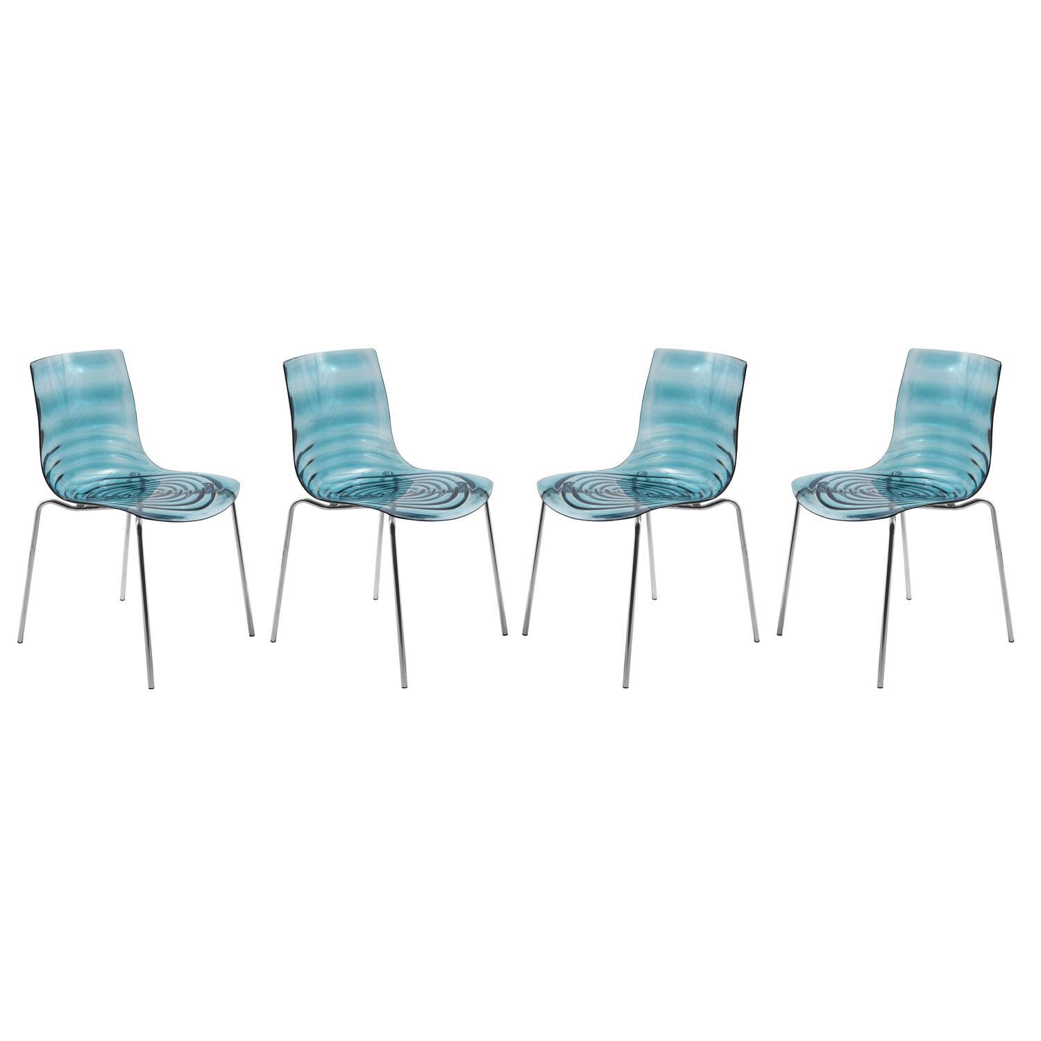 LeisureMod Modern Astor Plastic Dining Chair Set of 4Color
