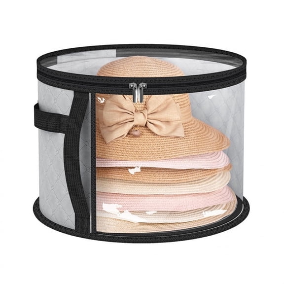 2 Pack Oversized Clear Hat Storage Bags with Handles, Holds Up to 7 Caps, Cowboy & Wide Brim Hat Organizer for Closet (Black Grey)