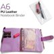 thumbnail image 5 of A6 Leather Notebook Binder,of 6-Hole Waterproof PVC Loose Leaf Zipper Bag Binder Pocket, Suitable f, 5 of 5