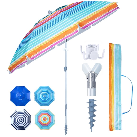 Tempera 7 ft Beach Umbrella Stripes