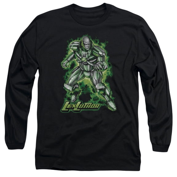 Superman Kryptonite Powered Long Sleeve Adult 18/1 T-Shirt Black